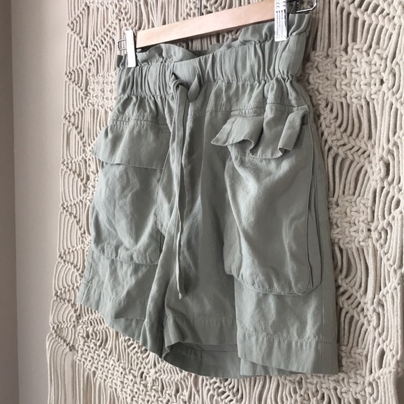 Sophie Rue light green high waisted drawstring shorts sz Small - Picture 2 of 6